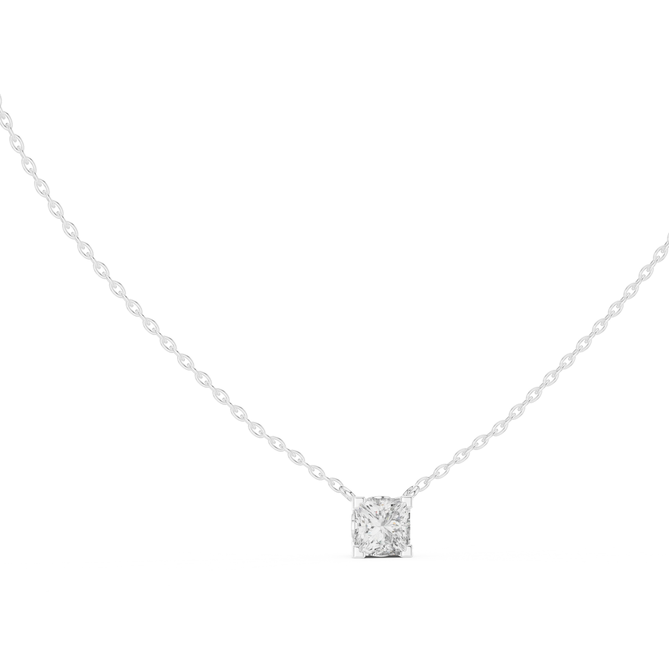 Classic Princess Solitaire Diamond Pendant