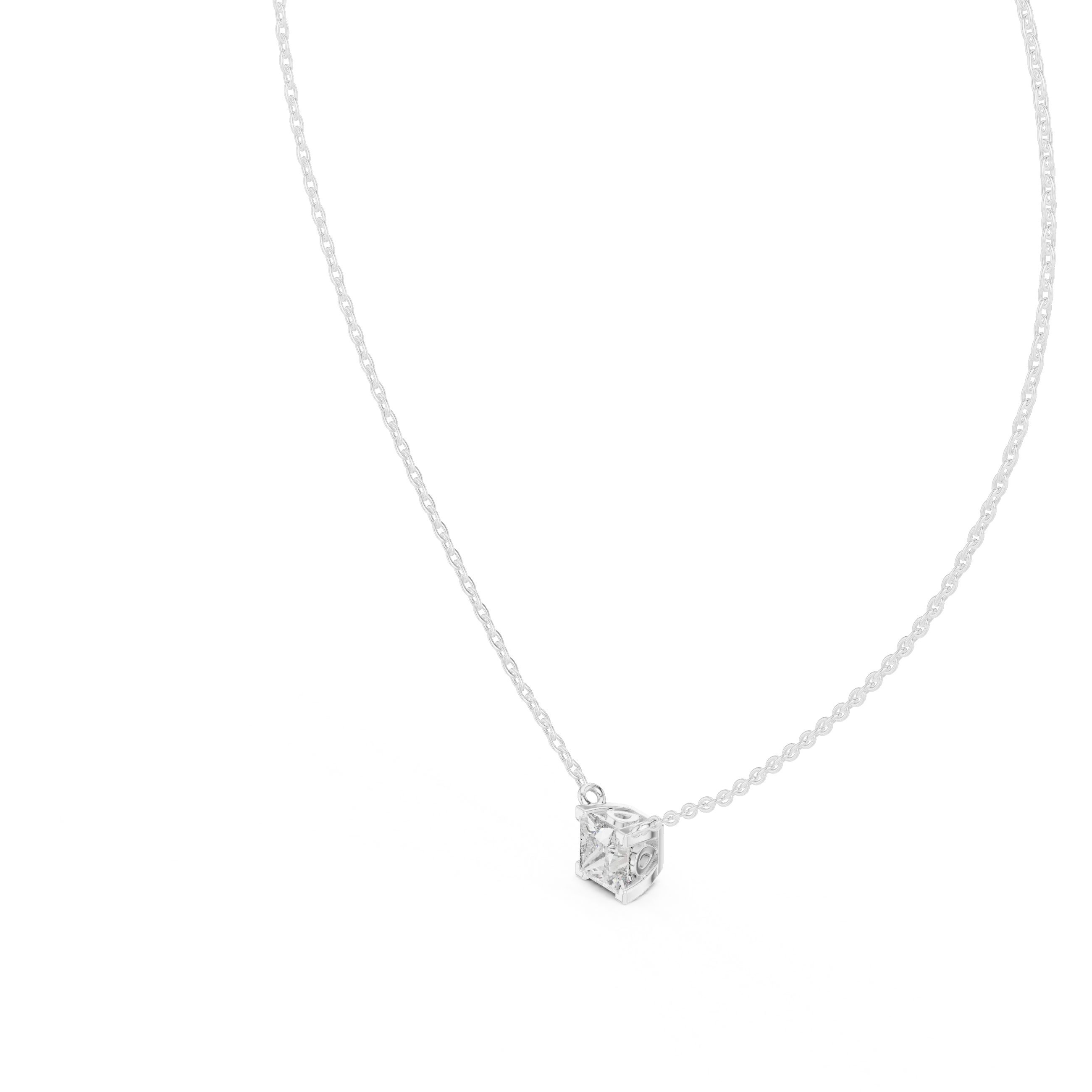 Classic Princess Solitaire Diamond Pendant