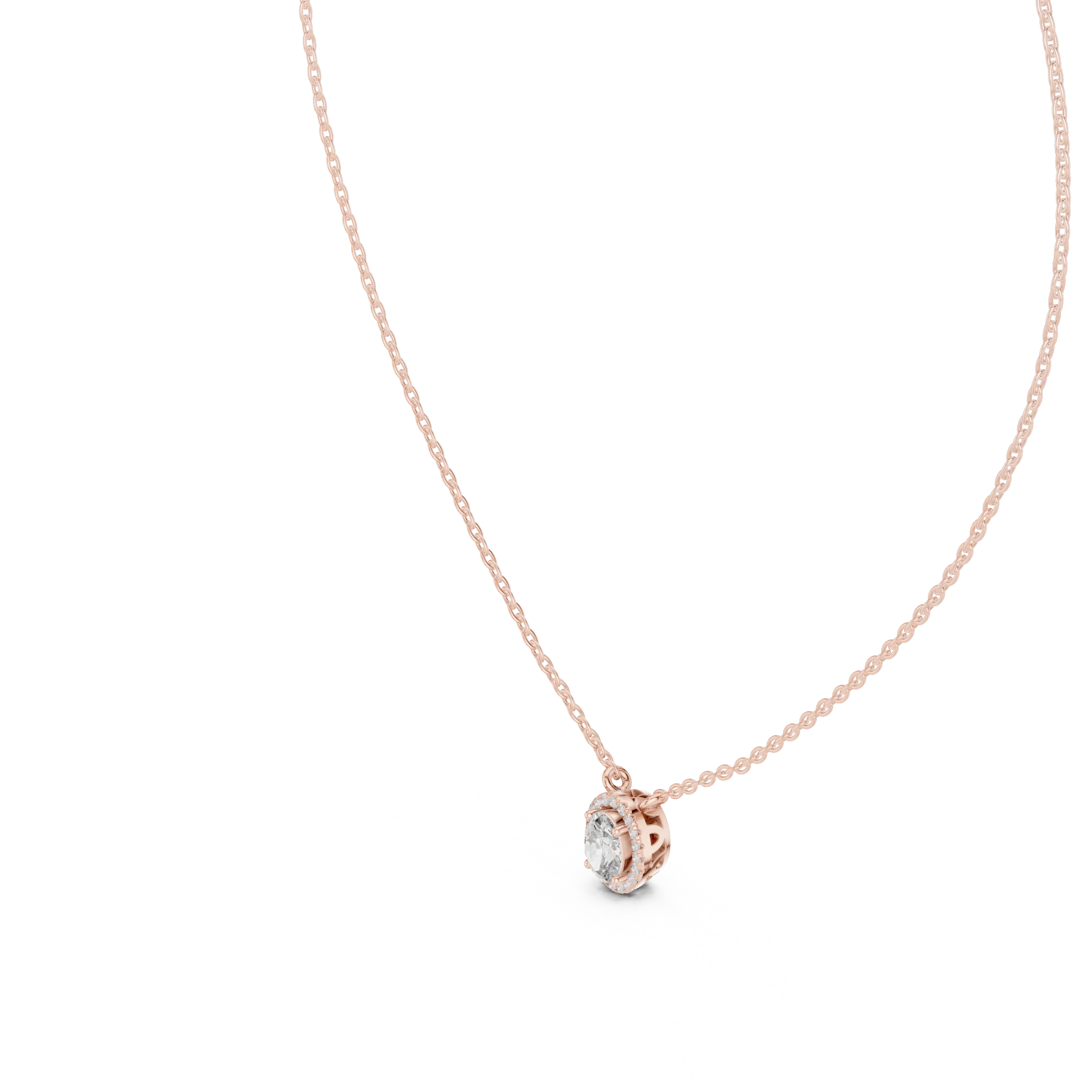 Eternal Oval Halo Diamond Pendant