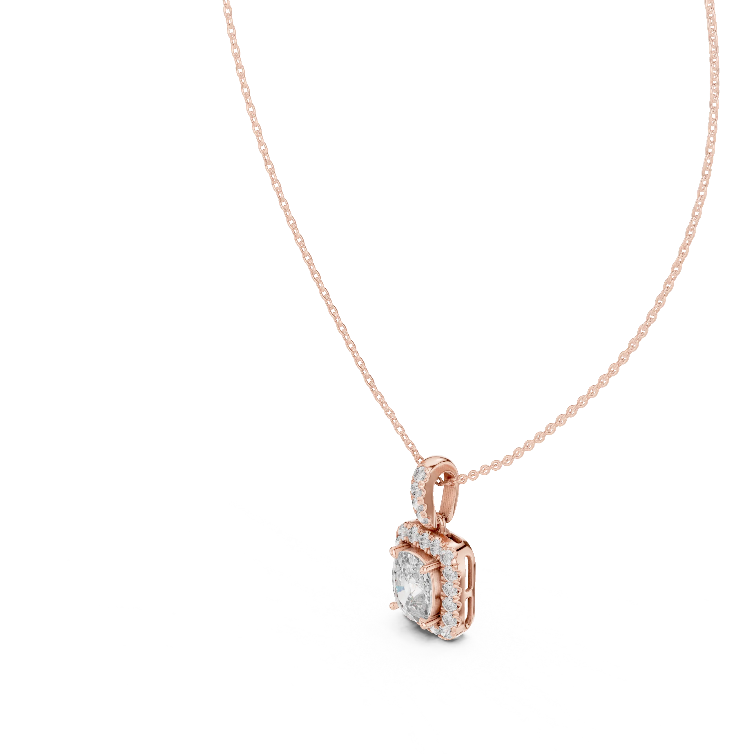 Royal Cushion Halo Diamond Pendant