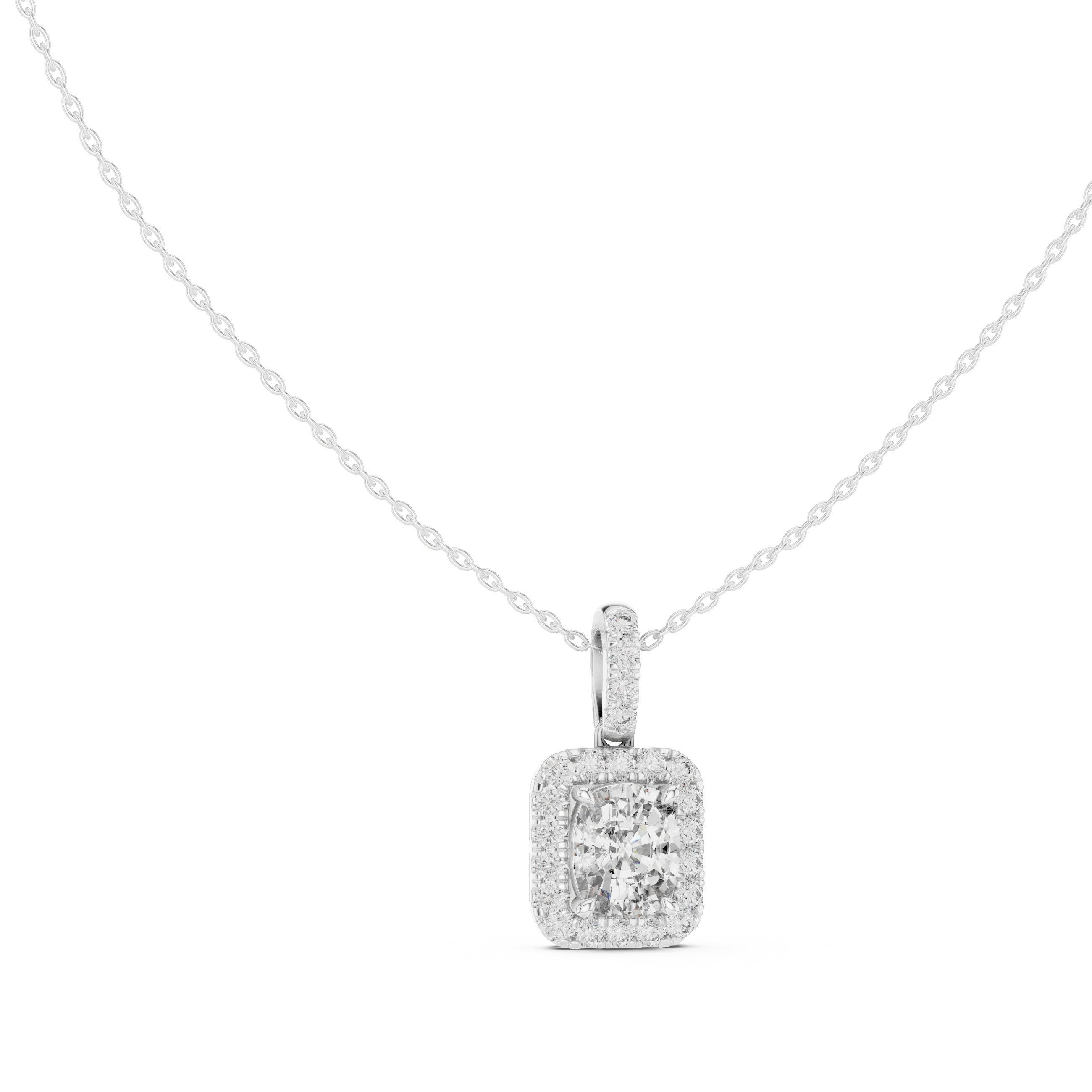 Royal Cushion Halo Diamond Pendant