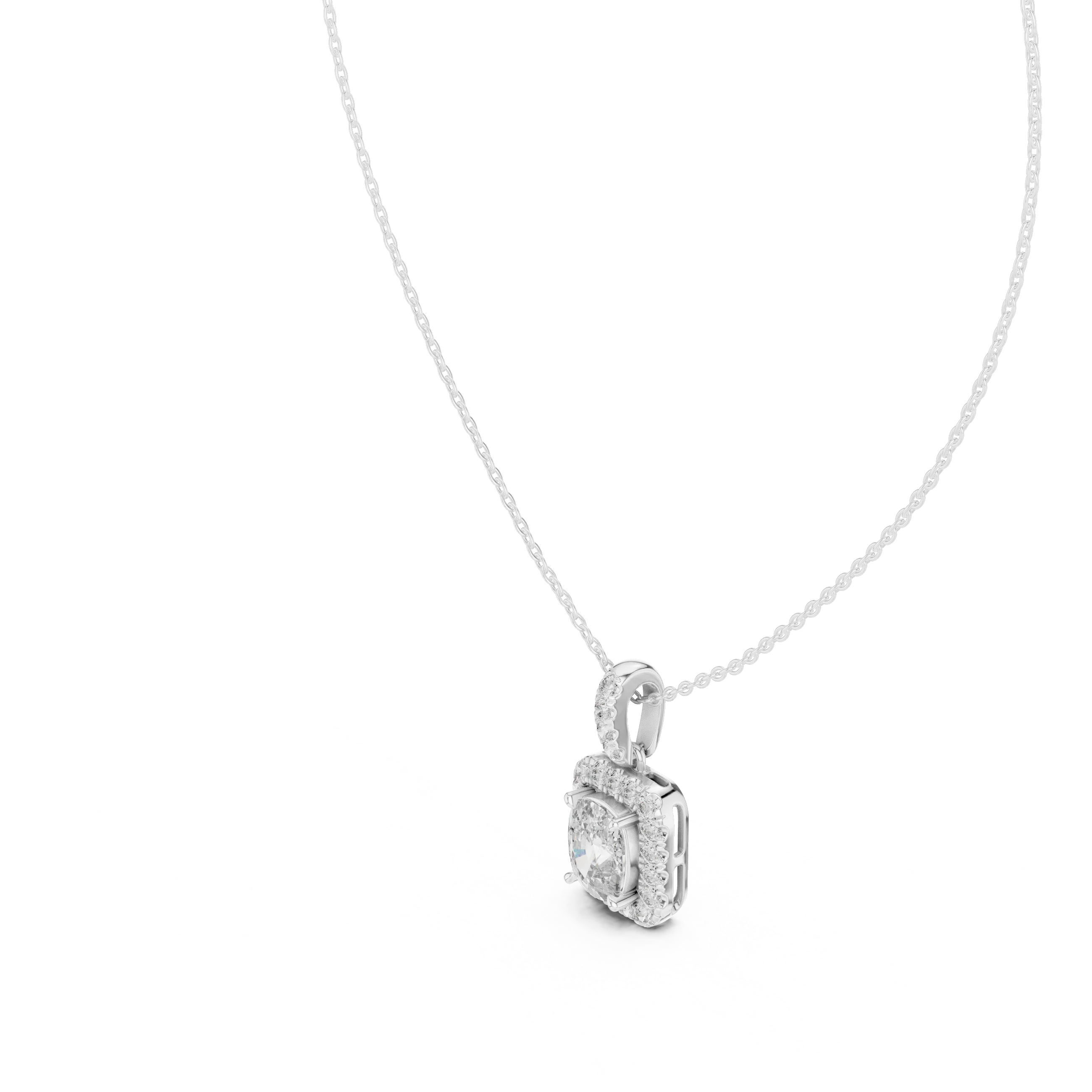Royal Cushion Halo Diamond Pendant