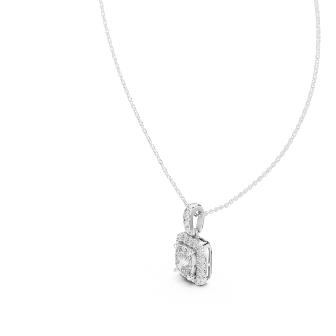 Royal Cushion Halo Diamond Pendant