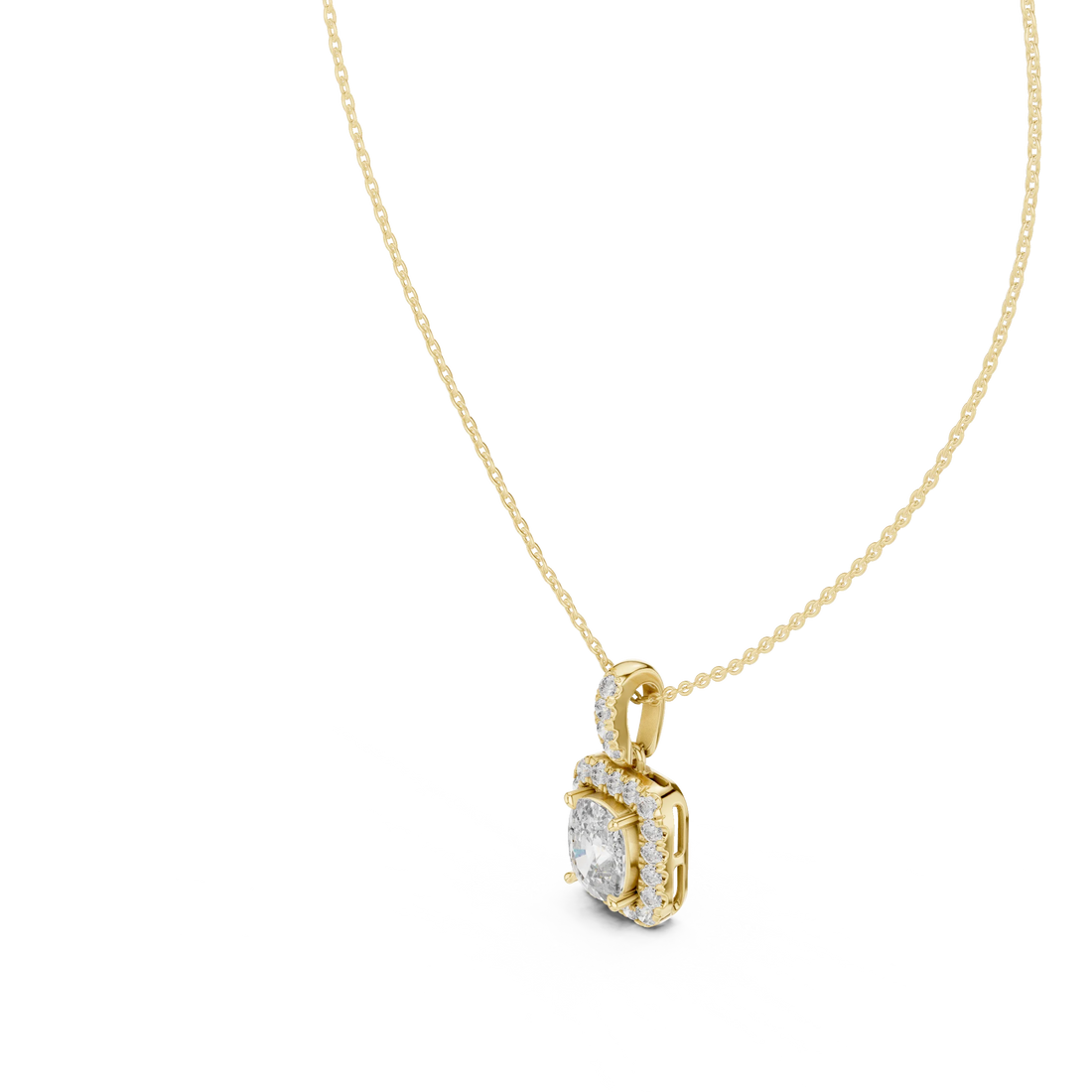 Royal Cushion Halo Diamond Pendant