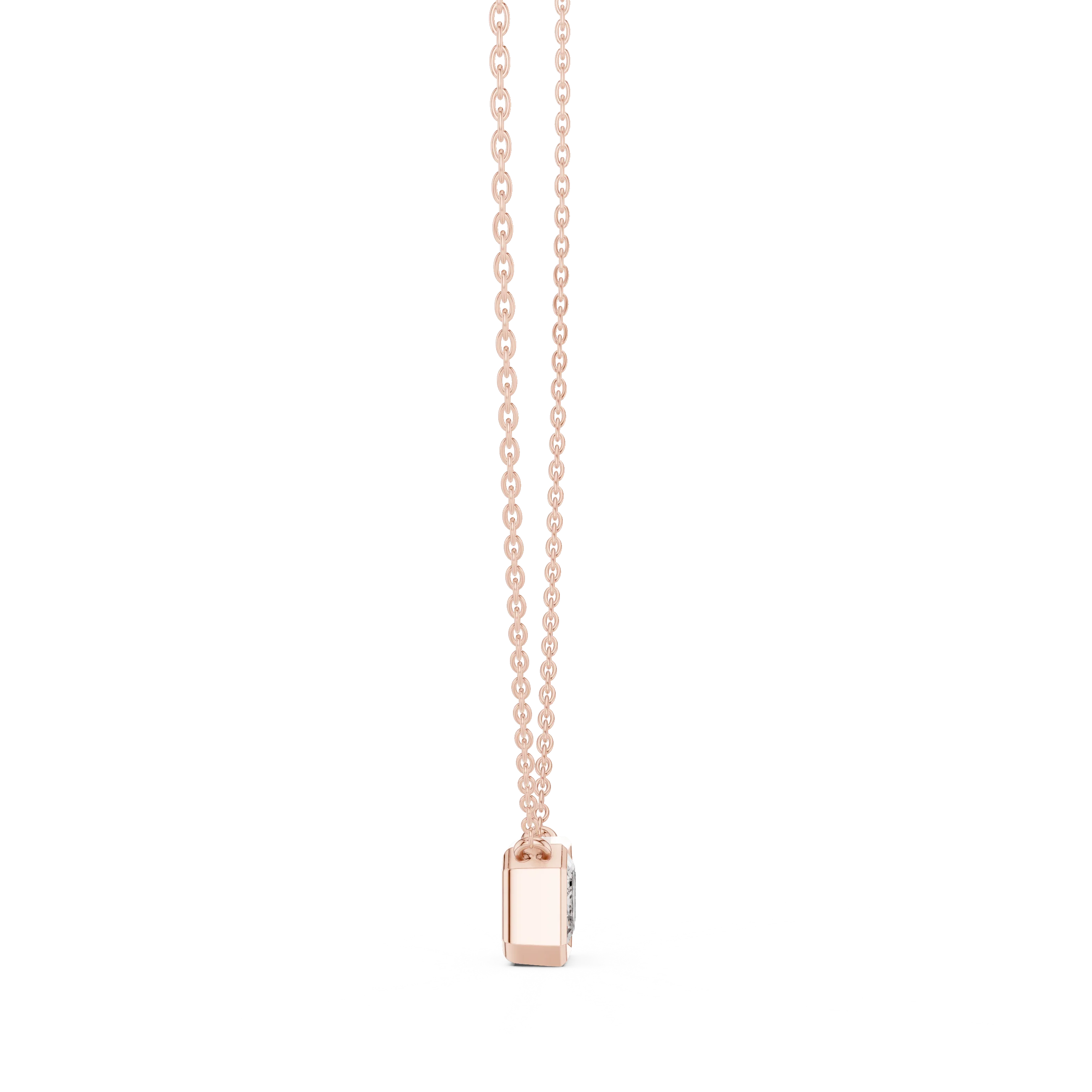 Modern Emerald Bezel Solitaire Diamond Pendant