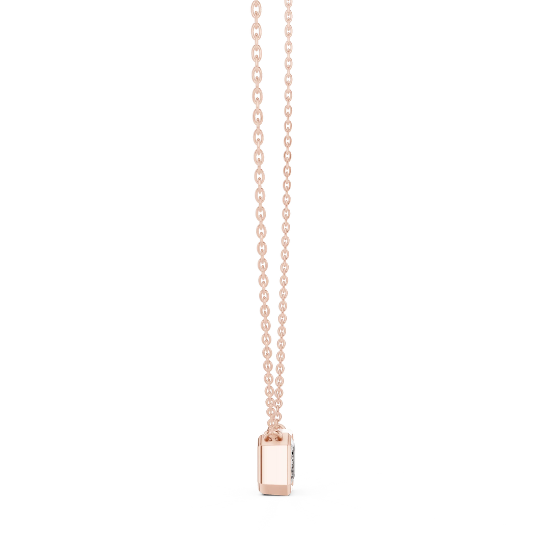 Modern Emerald Bezel Solitaire Diamond Pendant