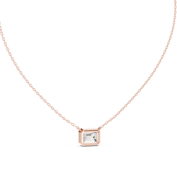 Modern Emerald Bezel Solitaire Diamond Pendant