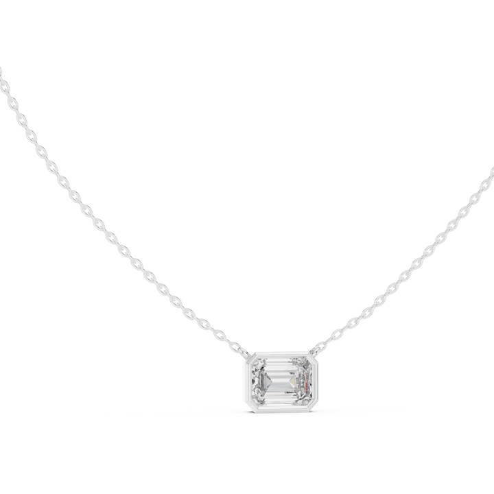 Modern Emerald Bezel Solitaire Diamond Pendant
