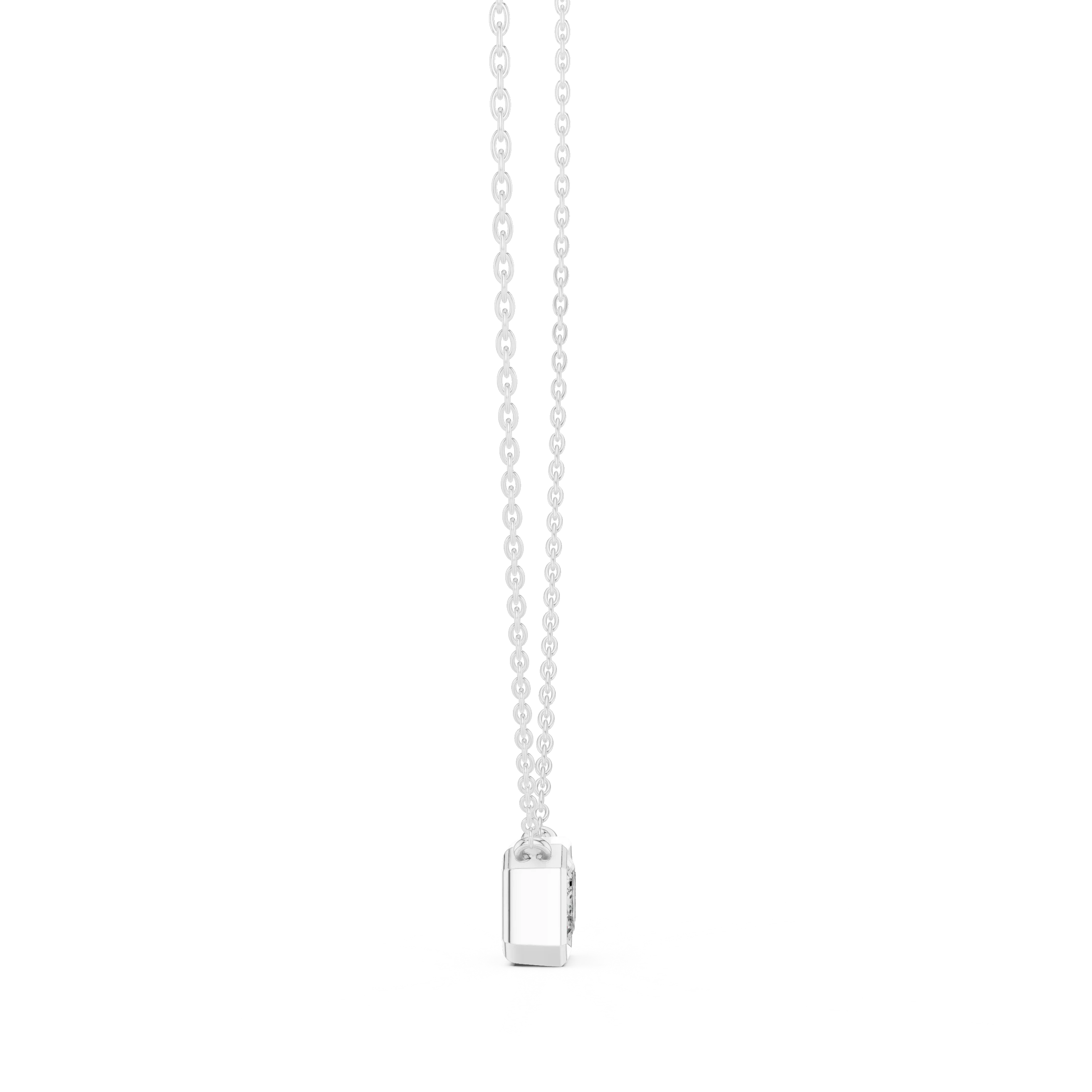 Modern Emerald Bezel Solitaire Diamond Pendant