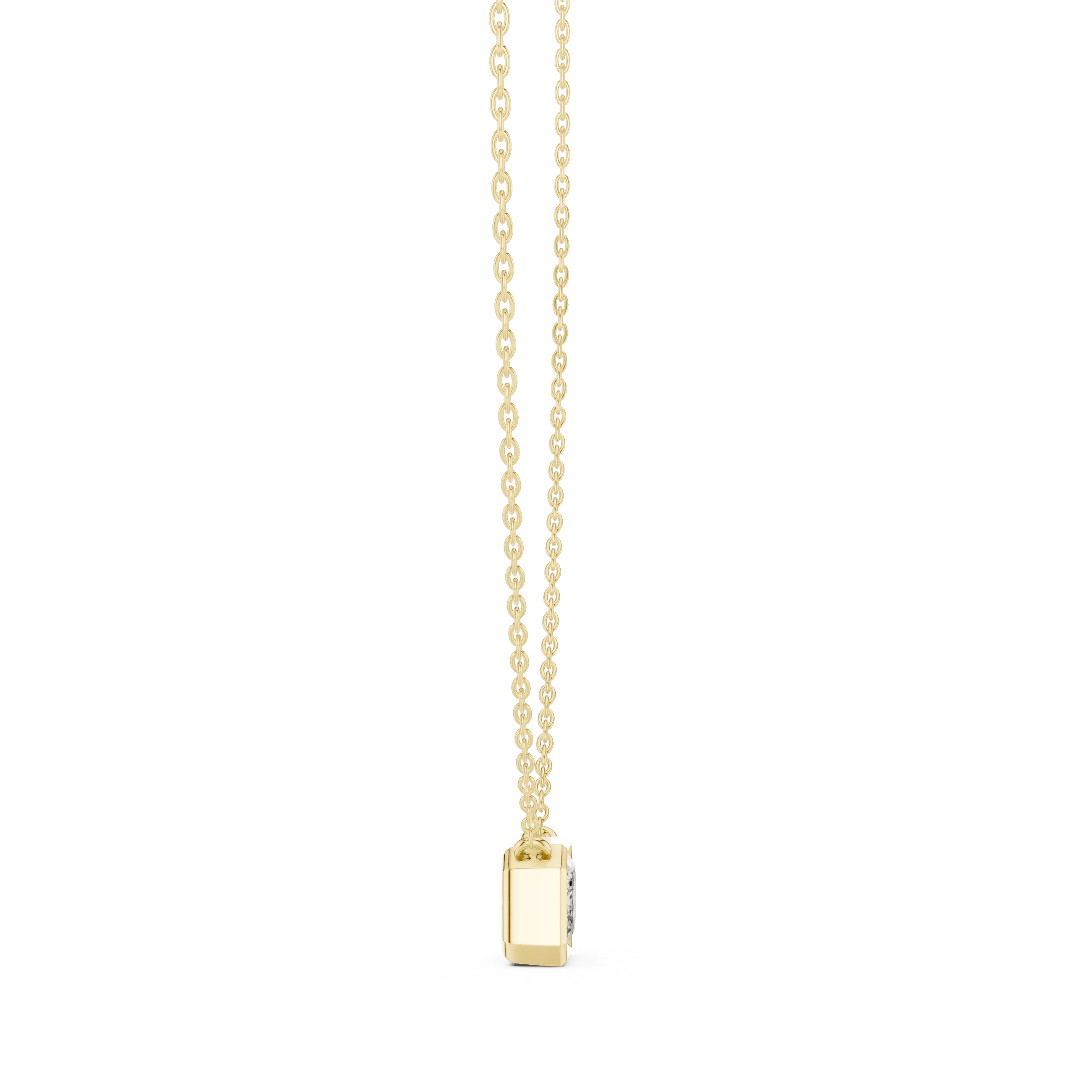 Modern Emerald Bezel Solitaire Diamond Pendant