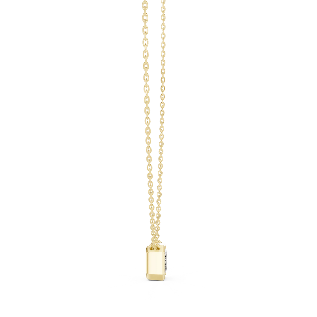 Modern Emerald Bezel Solitaire Diamond Pendant
