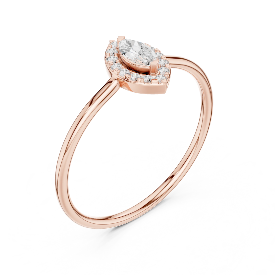 Marquise-Cut Diamond Halo Engagement Ring