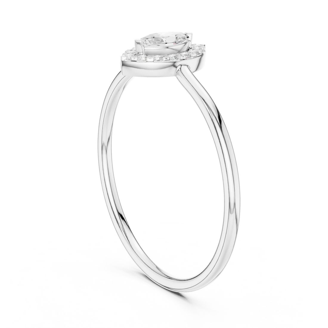 Marquise-Cut Diamond Halo Engagement Ring
