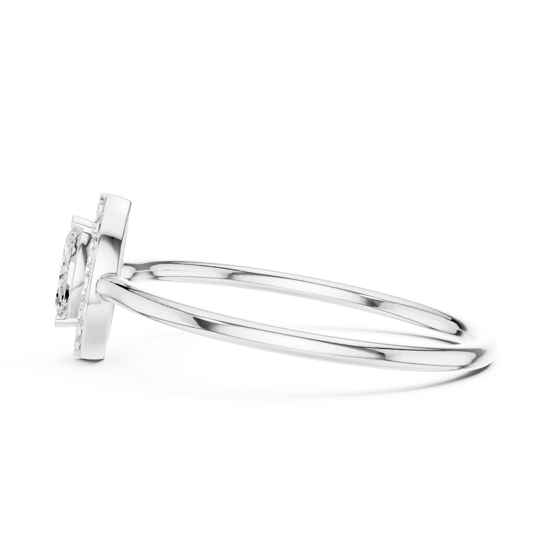 Marquise-Cut Diamond Halo Engagement Ring