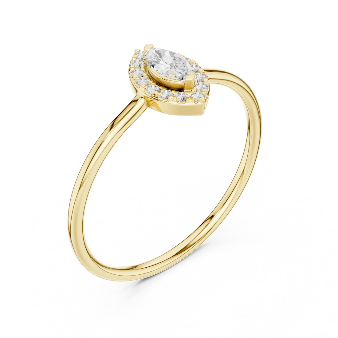 Marquise-Cut Diamond Halo Engagement Ring