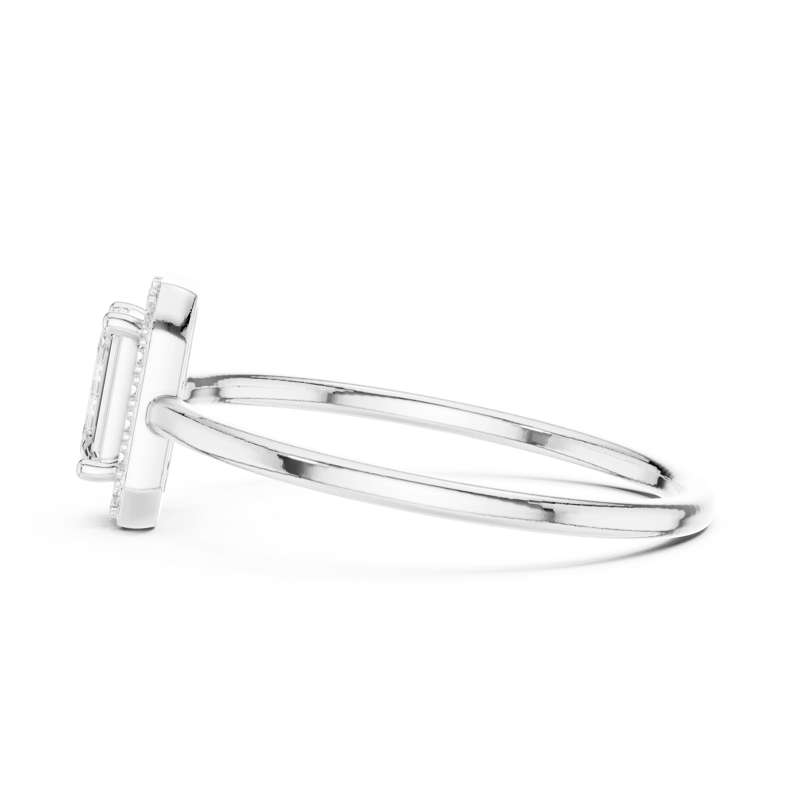 Emerald-Cut Diamond Halo Engagement Ring