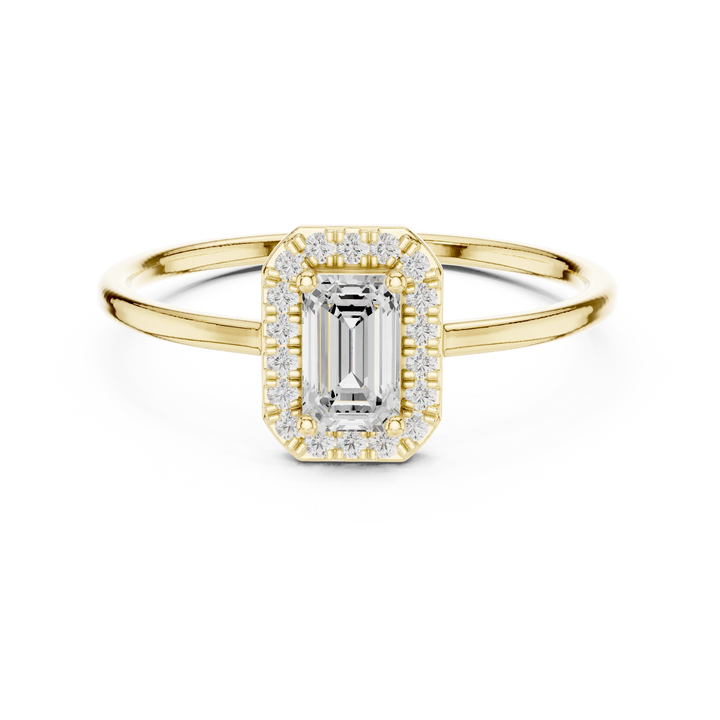 Emerald-Cut Diamond Halo Engagement Ring