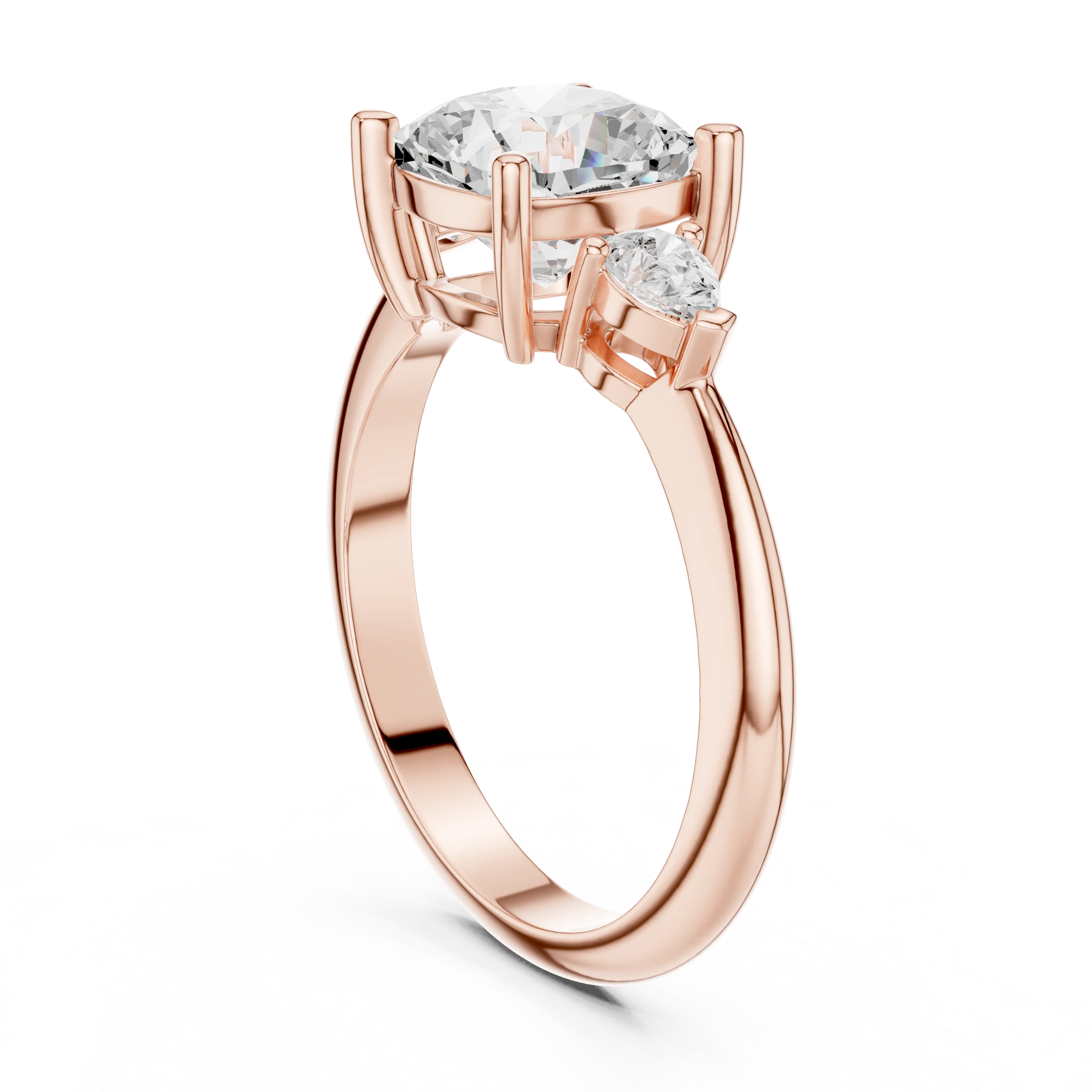Cushion Diamond Solitaire Engagement Ring with Hidden Side Accent