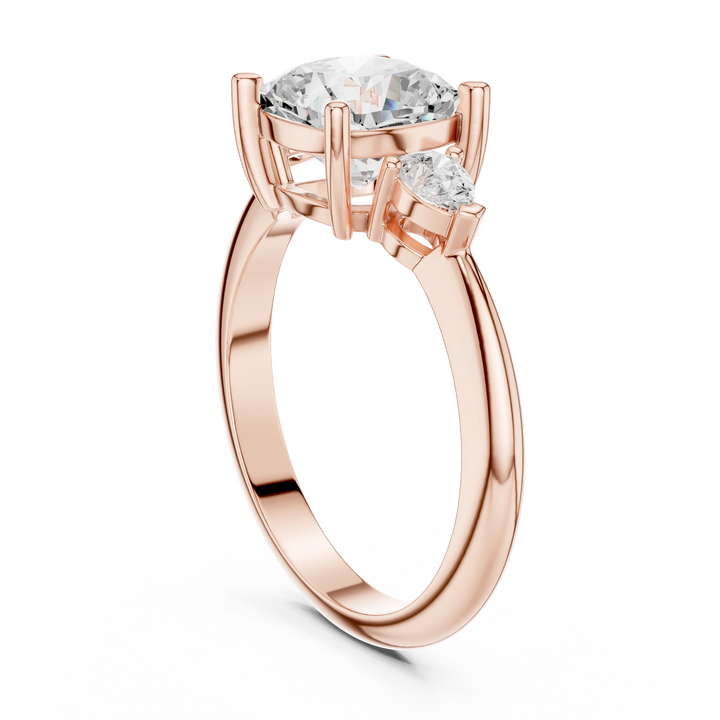 Cushion Diamond Solitaire Engagement Ring with Hidden Side Accent