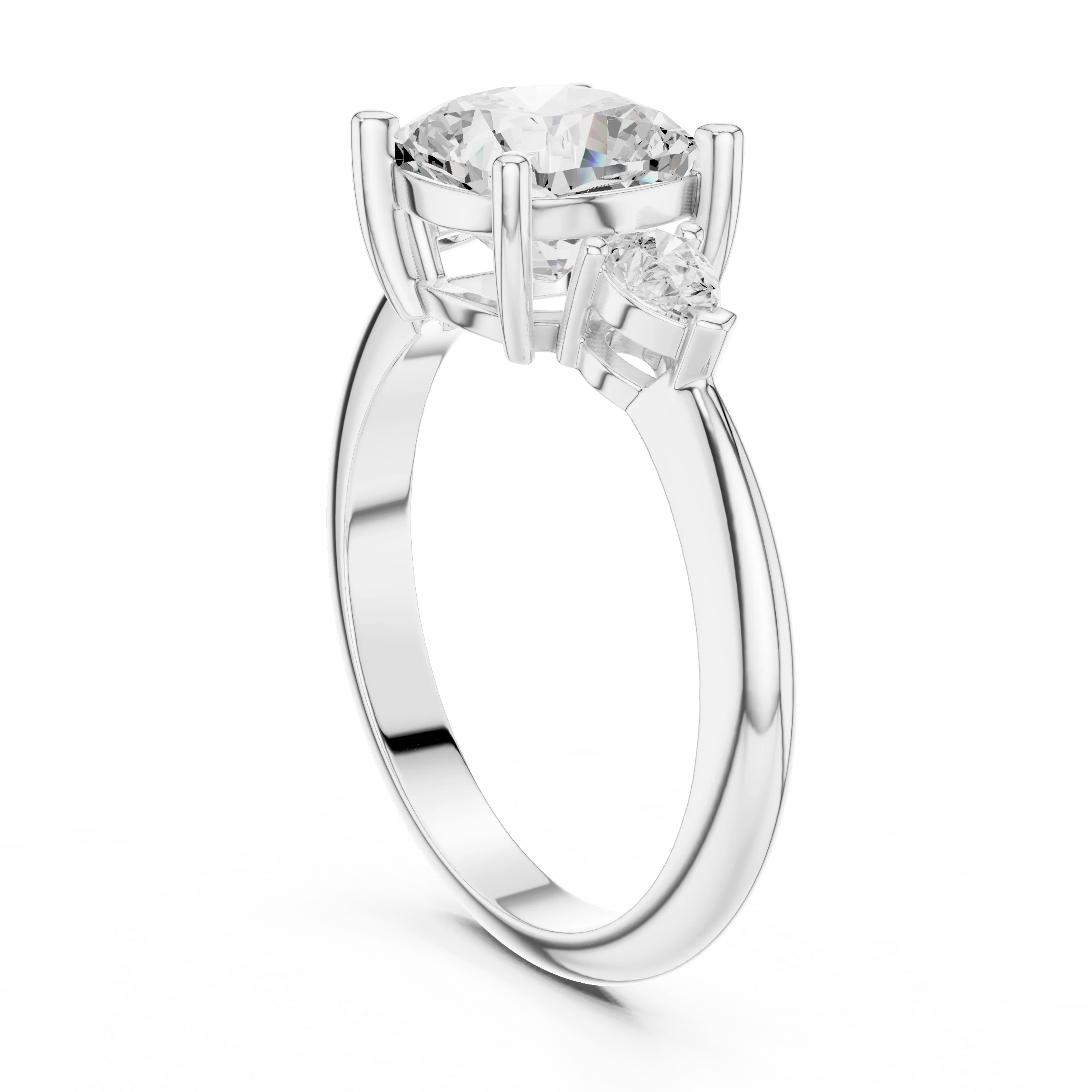 Cushion Diamond Solitaire Engagement Ring with Hidden Side Accent