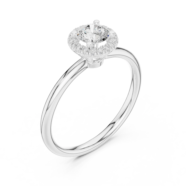 Round Diamond Halo Engagement Ring