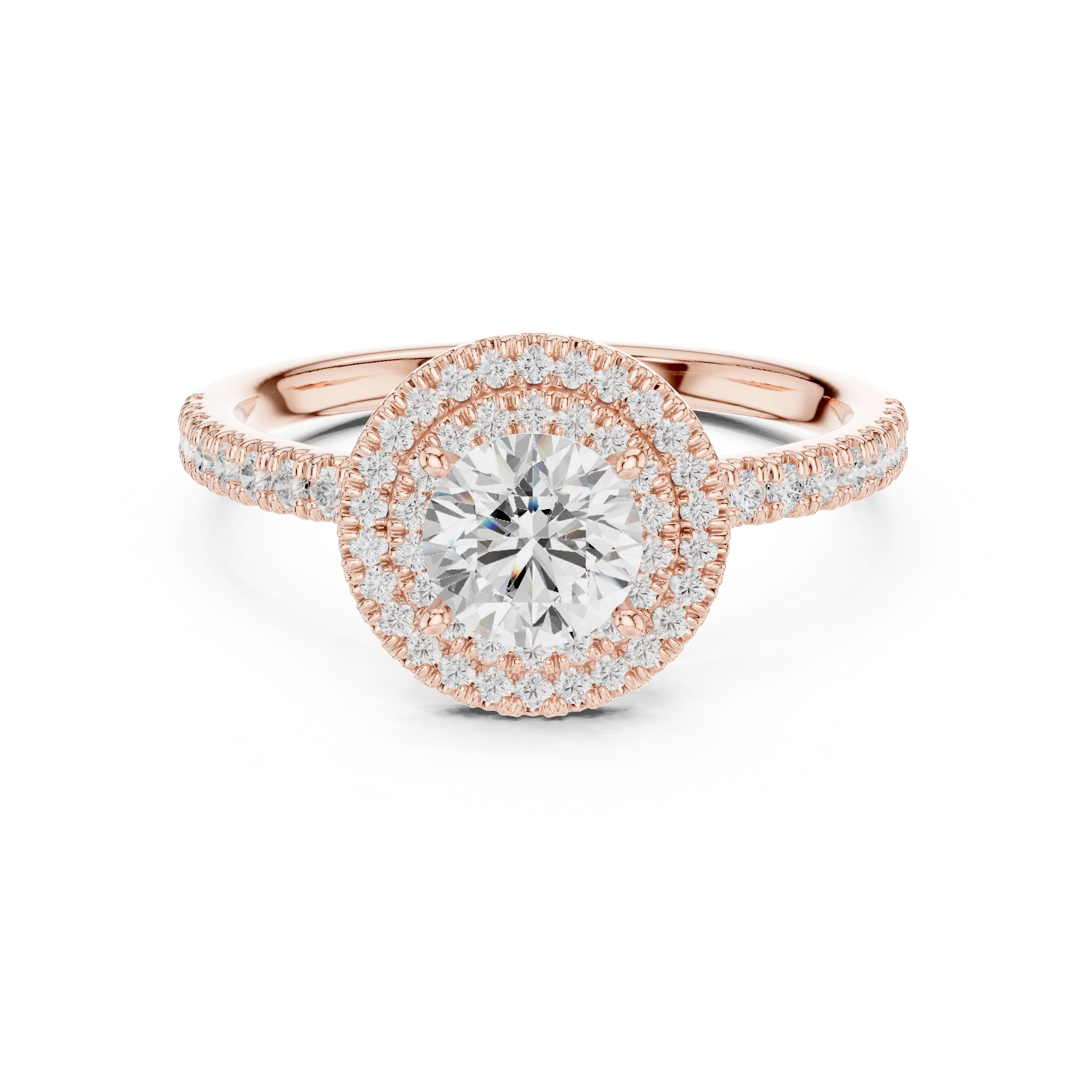 Round Diamond Double Halo Engagement Ring