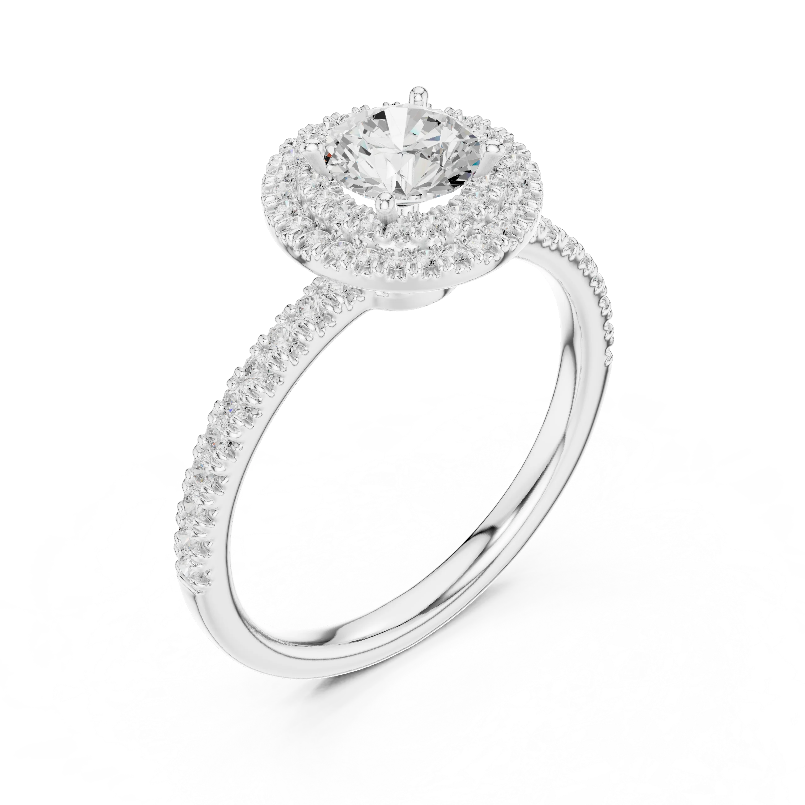 Round Diamond Double Halo Engagement Ring