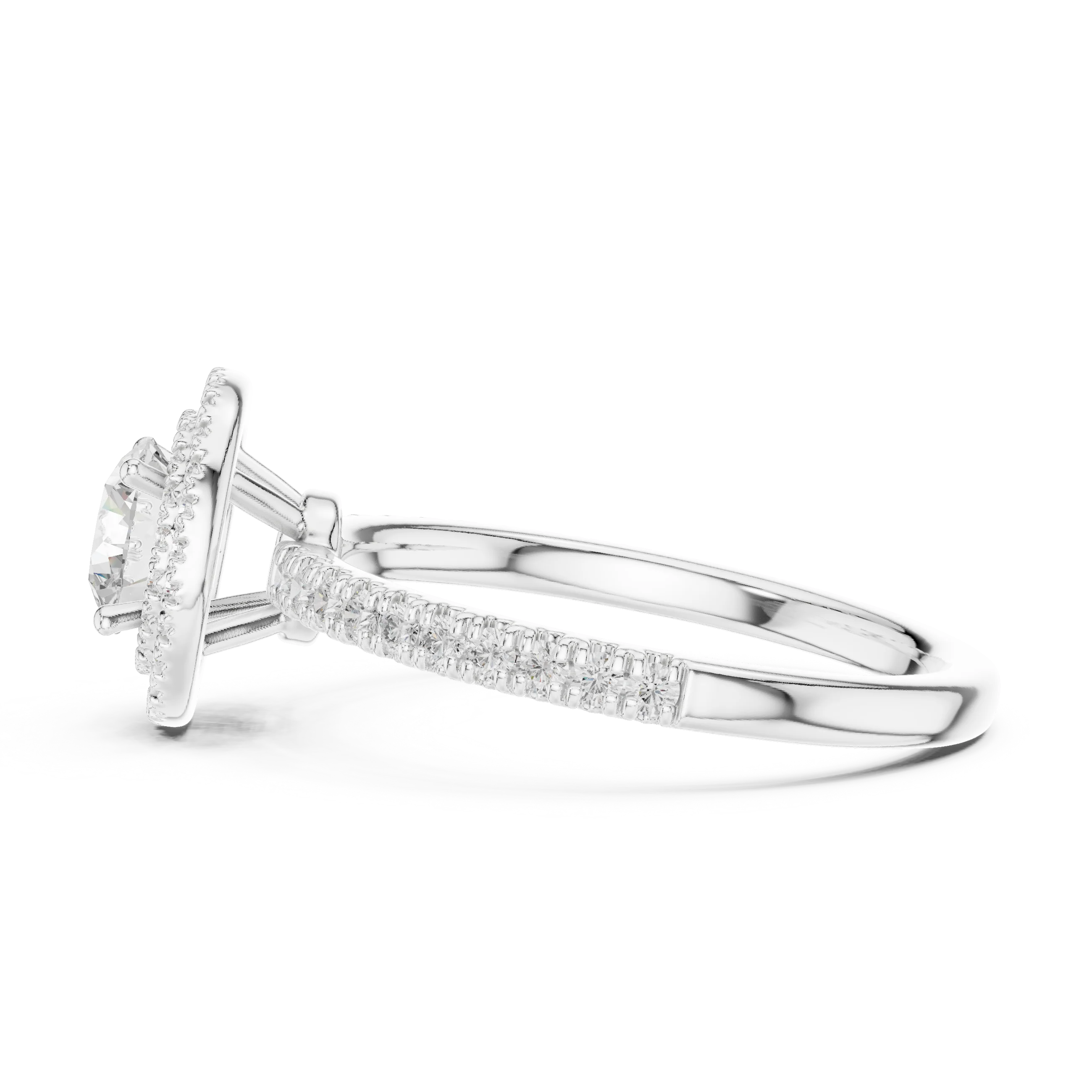 Round Diamond Double Halo Engagement Ring