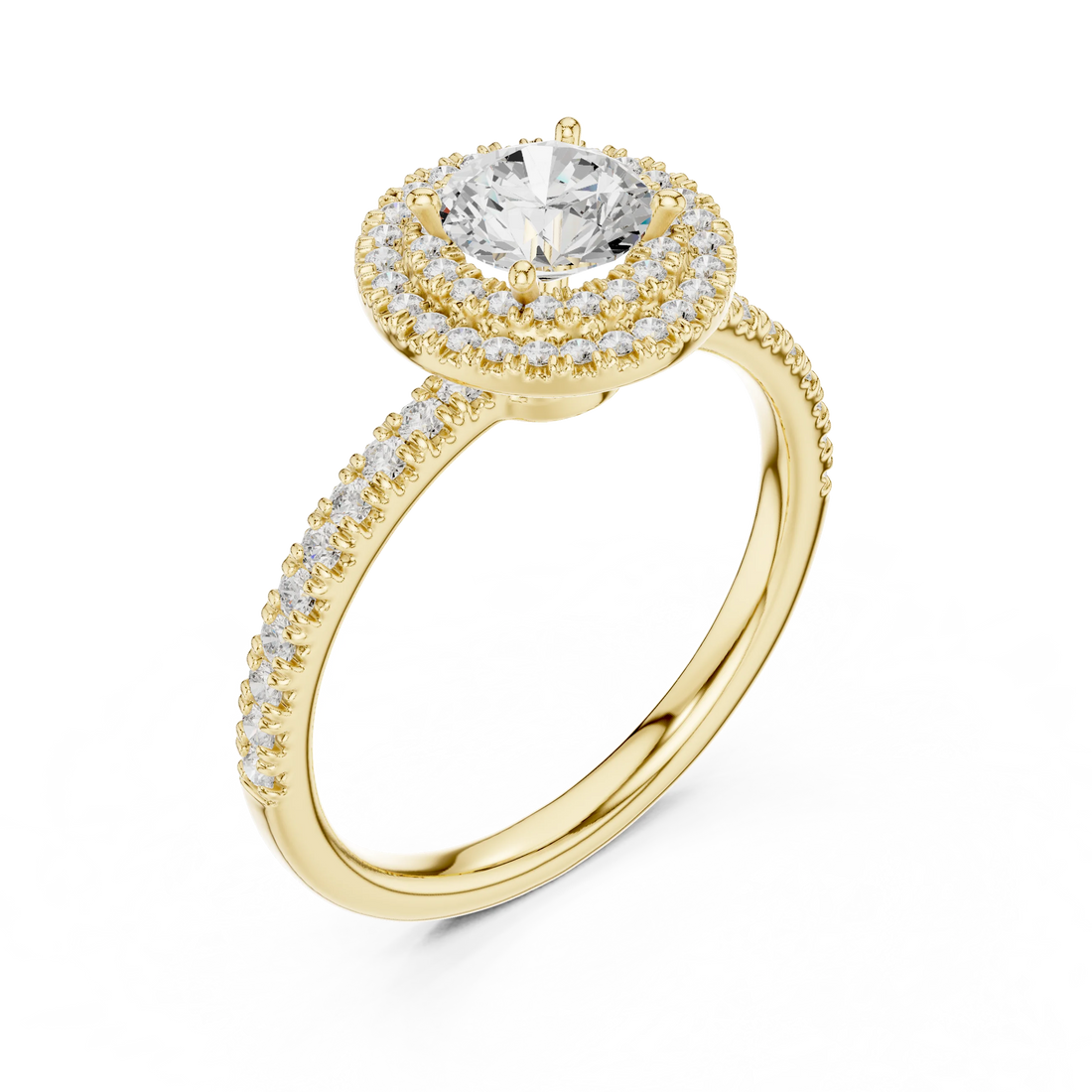 Round Diamond Double Halo Engagement Ring