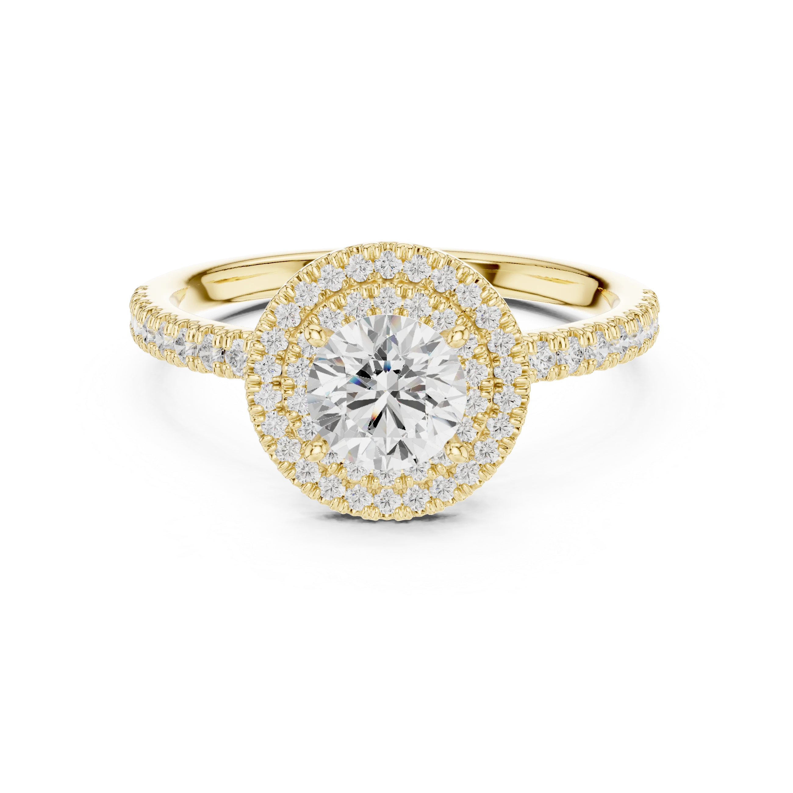 Round Diamond Double Halo Engagement Ring