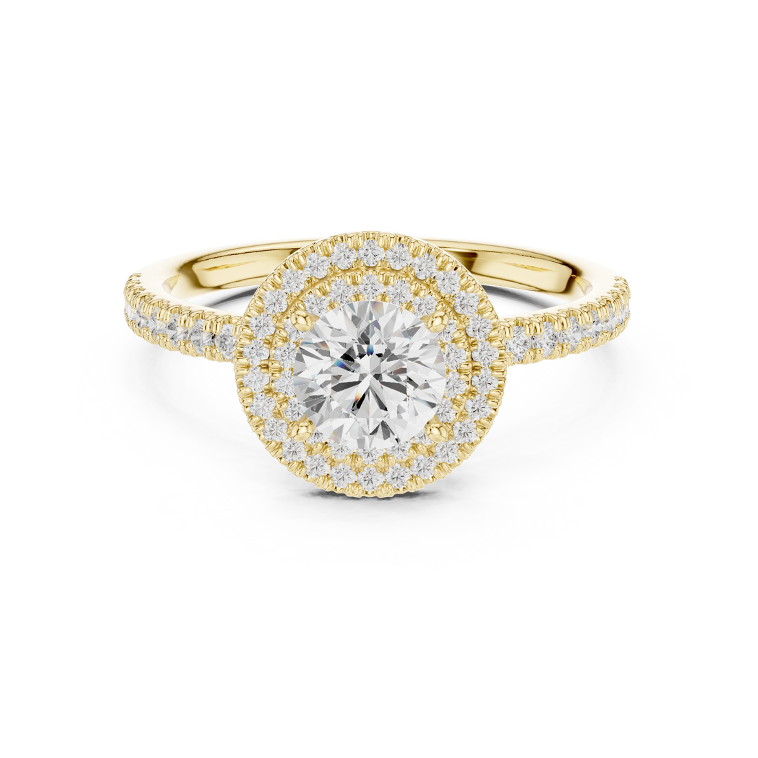 Round Diamond Double Halo Engagement Ring