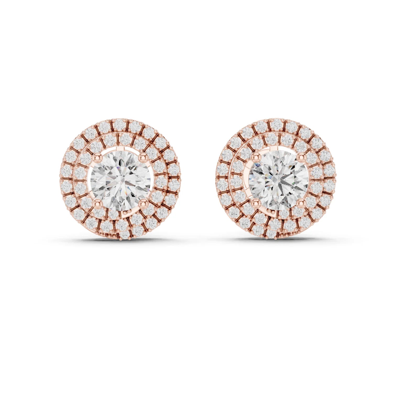 Majestic Glow Double Halo Diamond Stud Earrings