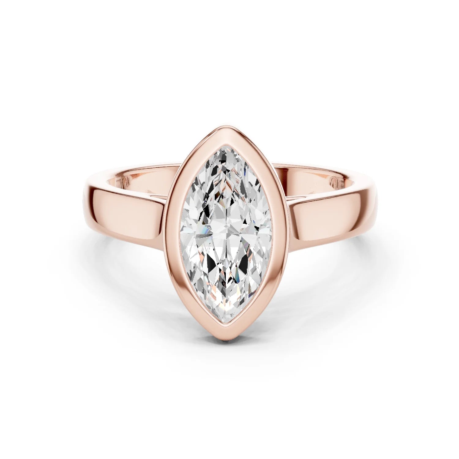Marquise Cut Diamond Bezel Solitaire Engagement Ring