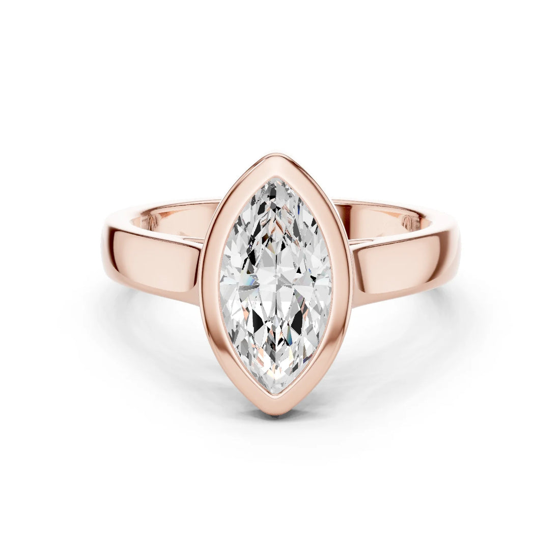 Marquise Cut Diamond Bezel Solitaire Engagement Ring