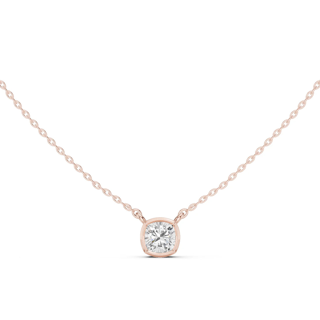 Soft Aura Cushion Bezel Solitaire Diamond Pendant
