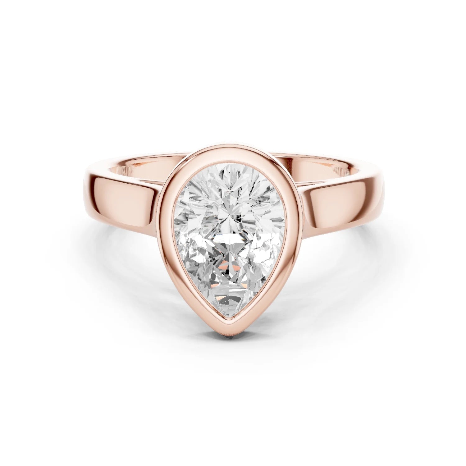 Pear Cut Diamond Bezel Solitaire Engagement Ring