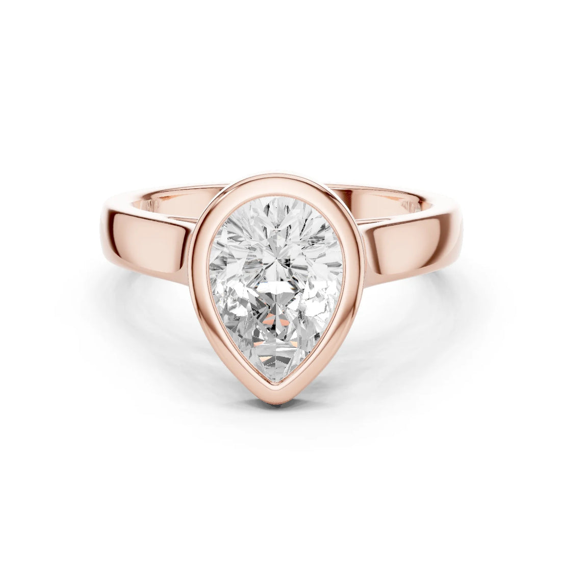 Pear Cut Diamond Bezel Solitaire Engagement Ring
