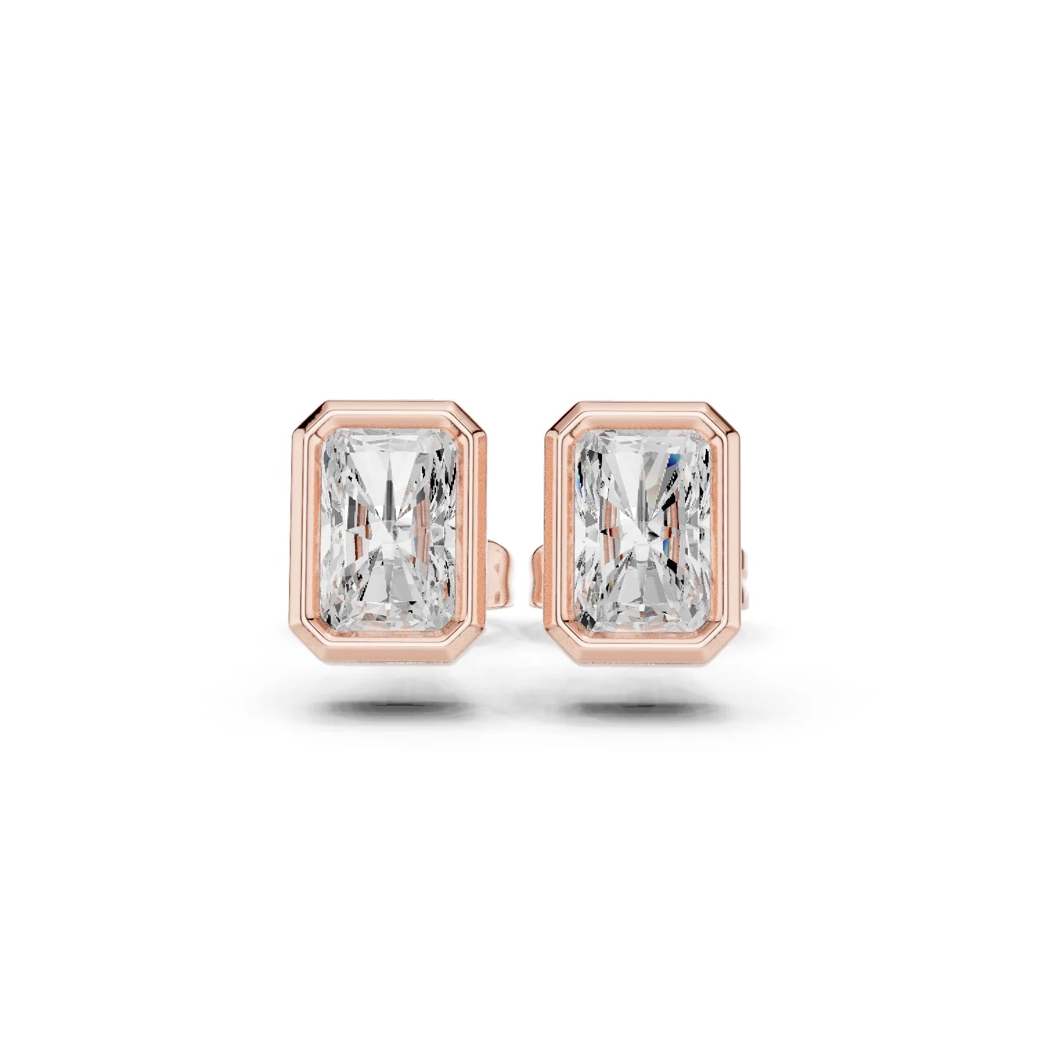 Luminara Radiant Bezel Diamond Stud Earrings