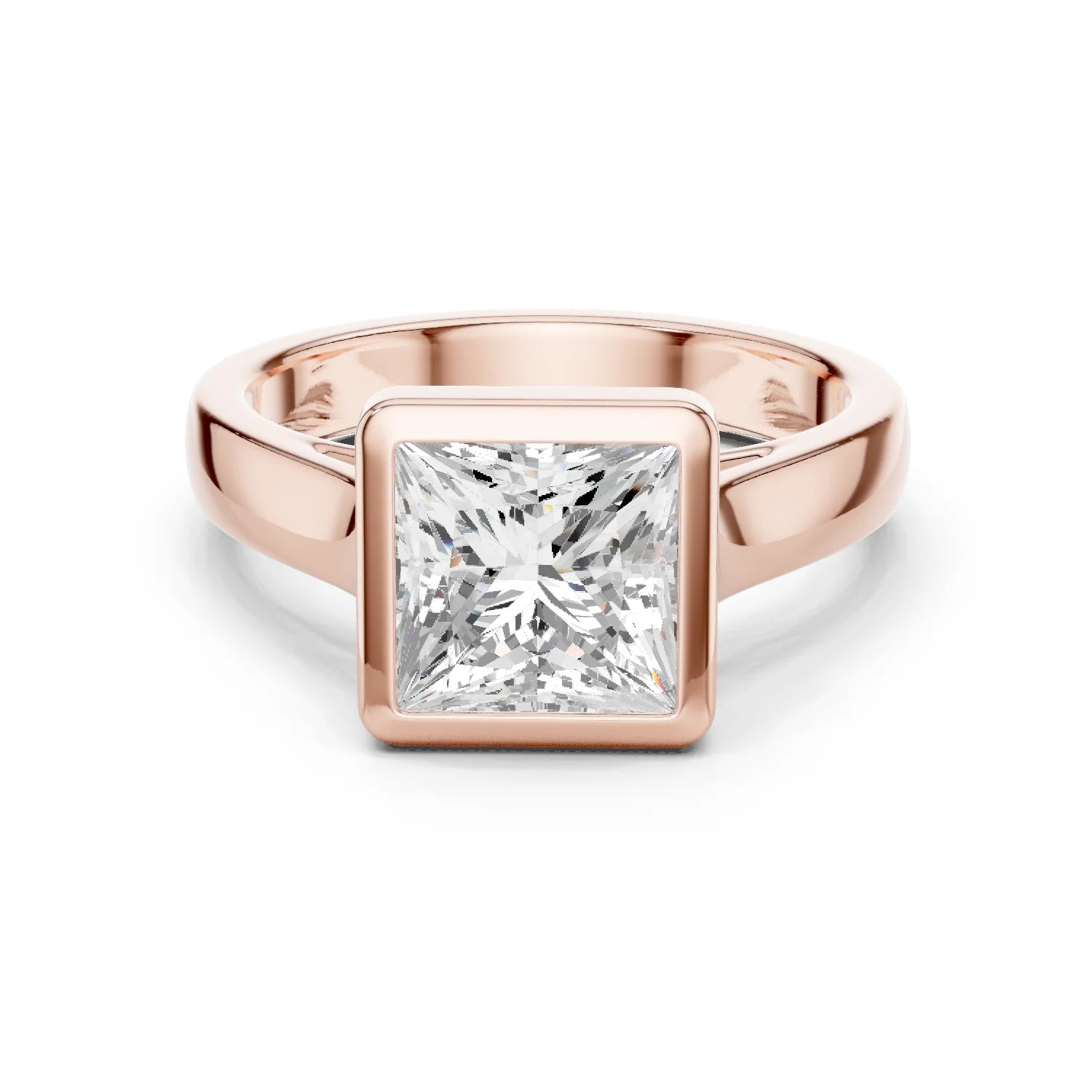 Princess Cut Diamond Bezel Solitaire Engagement Ring