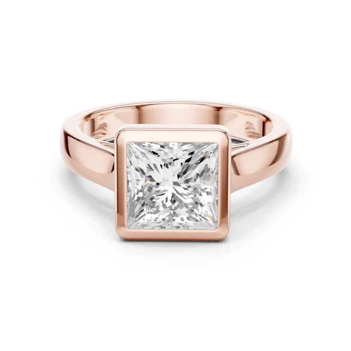 Princess Cut Diamond Bezel Solitaire Engagement Ring