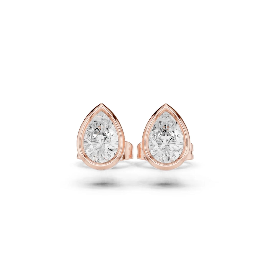 Seraphina Pear Bezel Diamond Stud Earrings