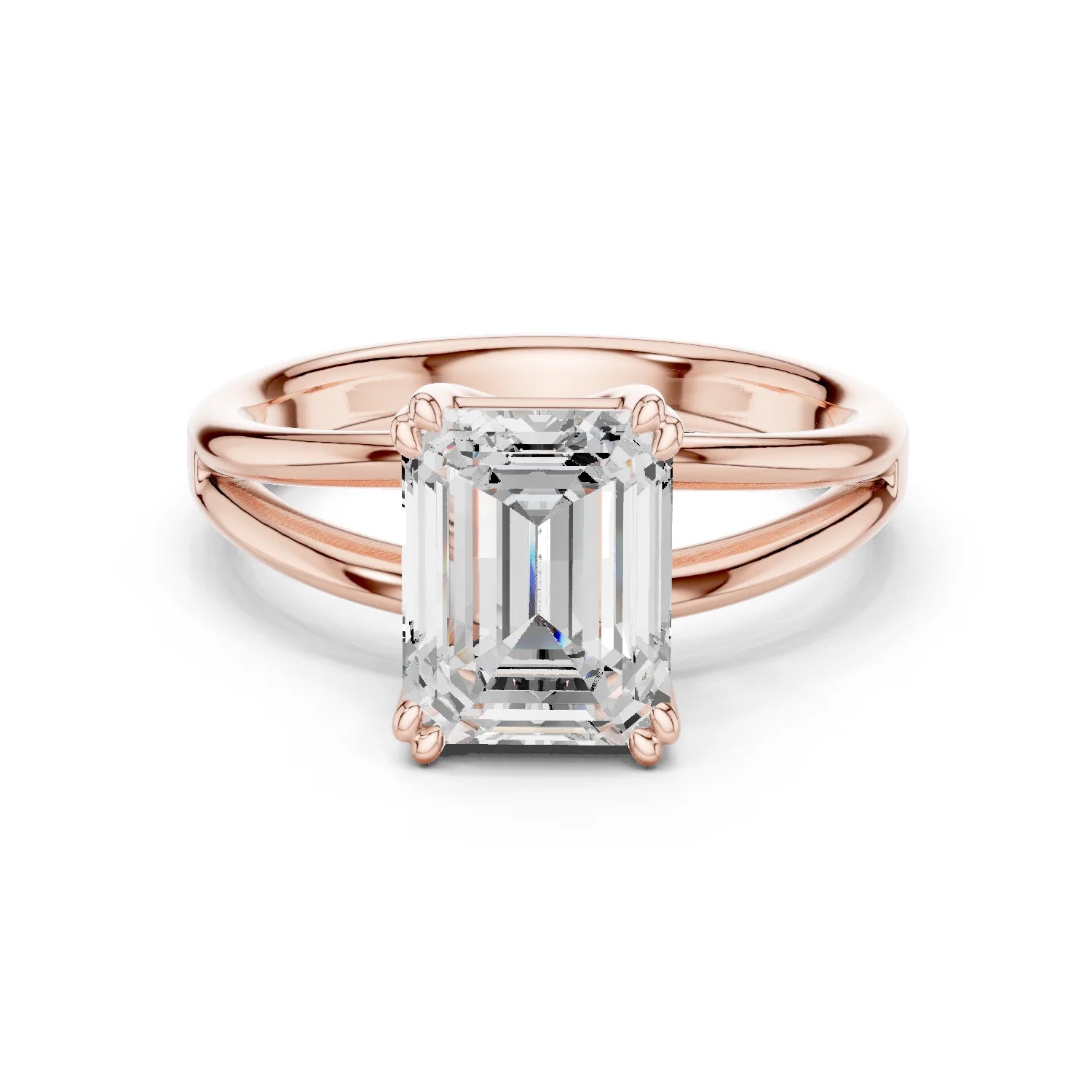 Emerald Shape Diamond Solitaire Engagement Ring
