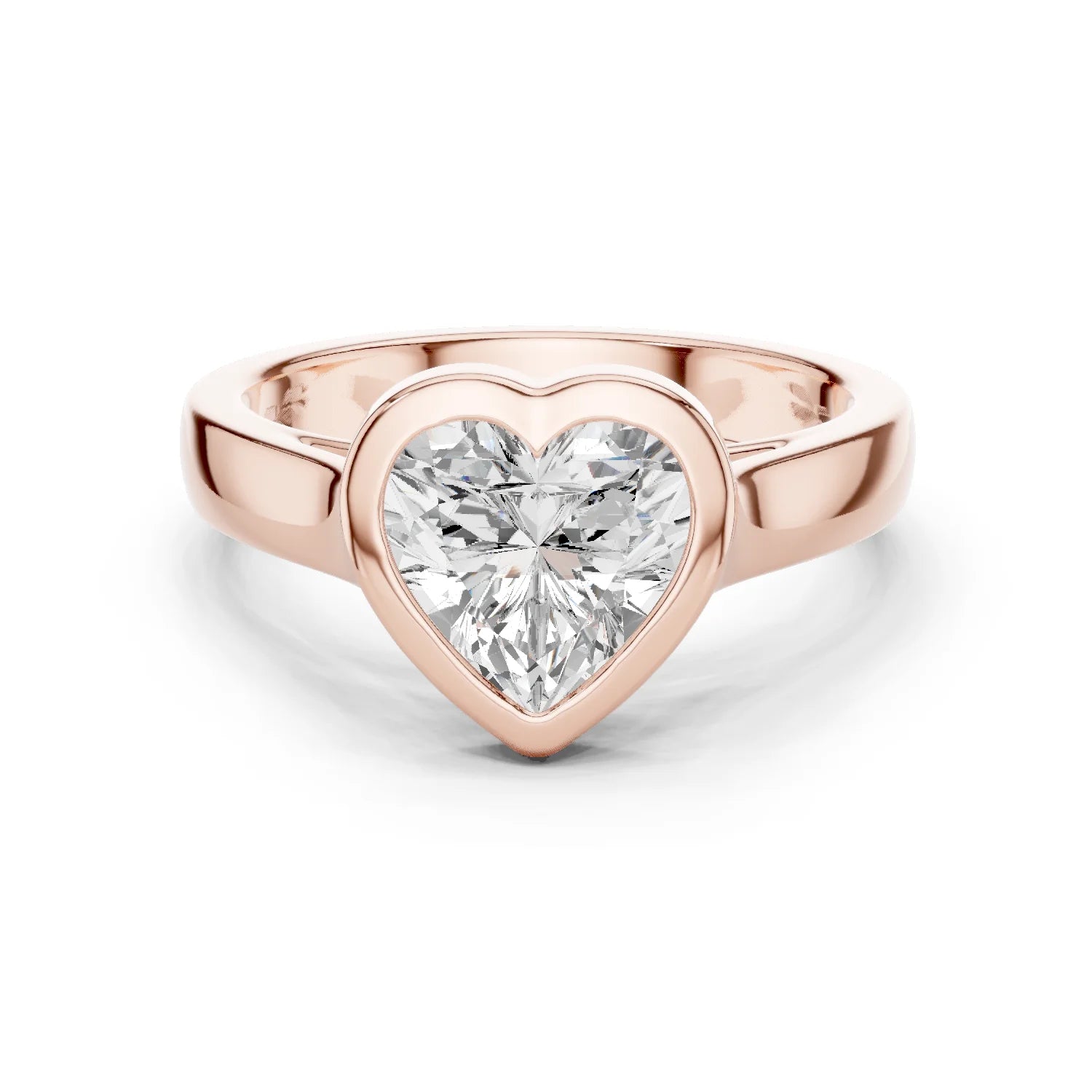 Heart Cut Diamond Bezel Solitaire Engagement Ring