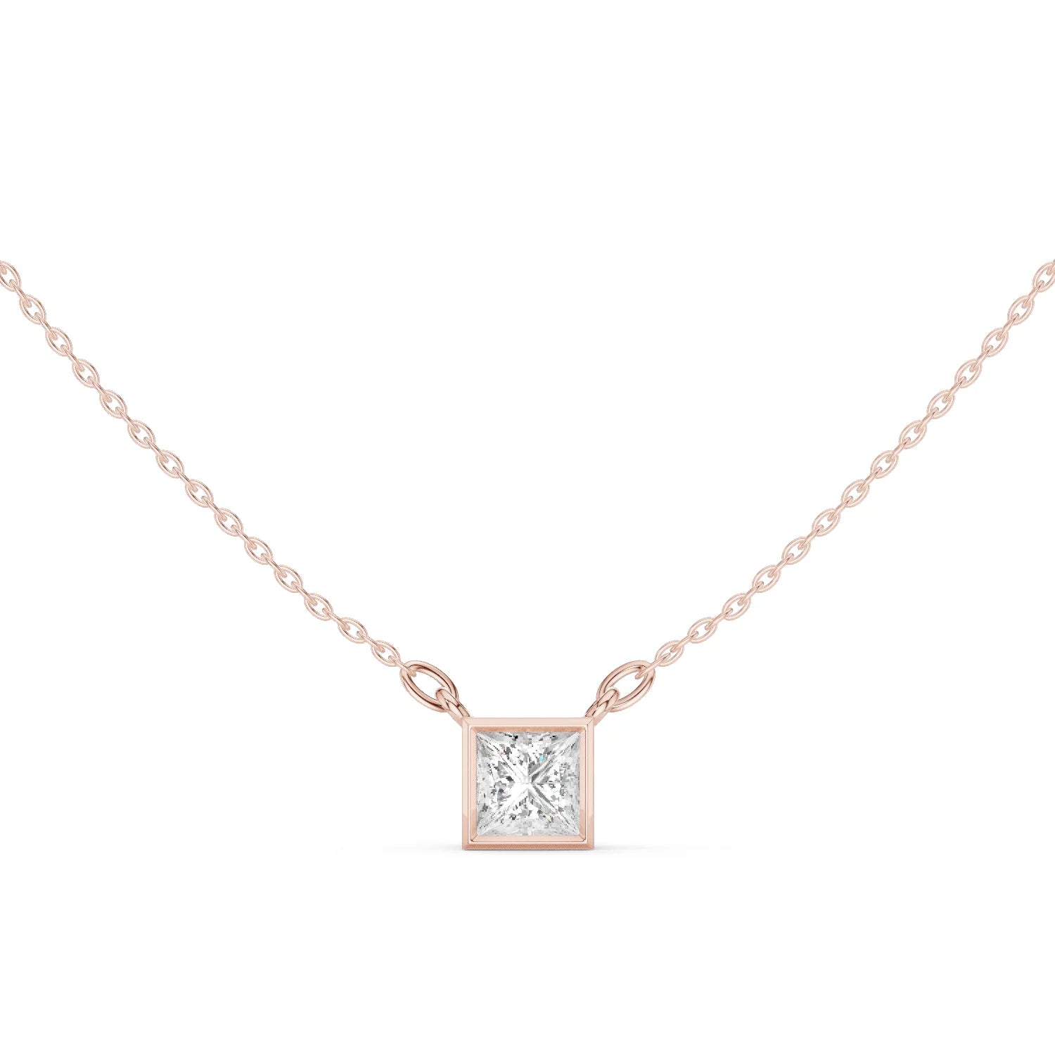 Celestia Princess Bezel Solitaire Diamond Pendant