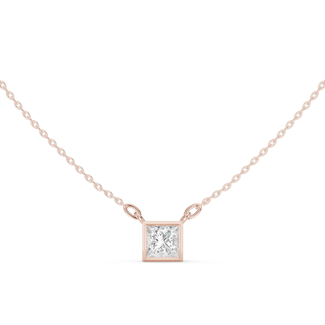 Celestia Princess Bezel Solitaire Diamond Pendant