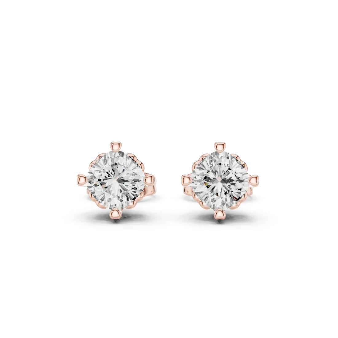 Classic Solitaire Round Diamond Stud Earrings