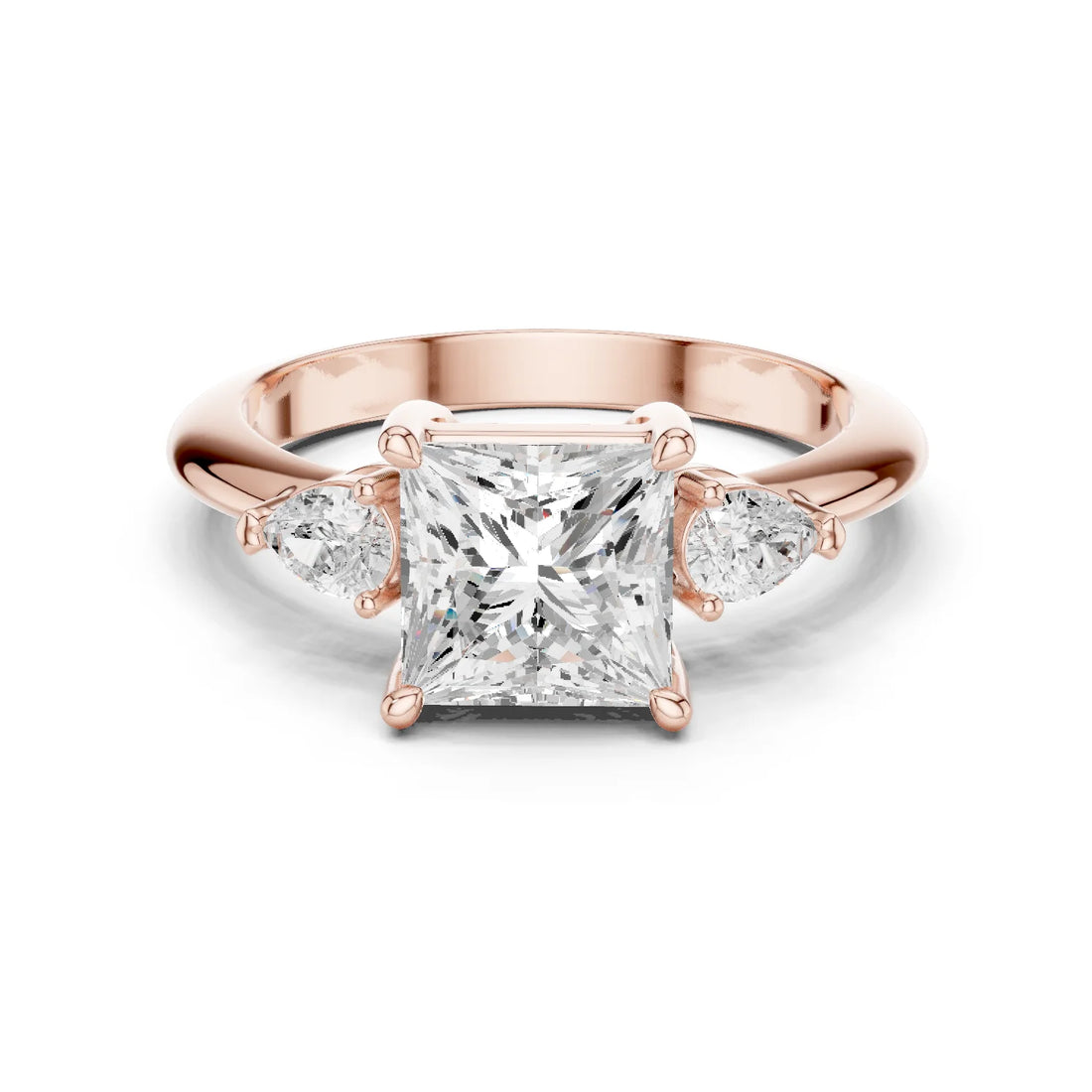 Princess Diamond Solitaire Engagement Ring with Hidden Side Accent