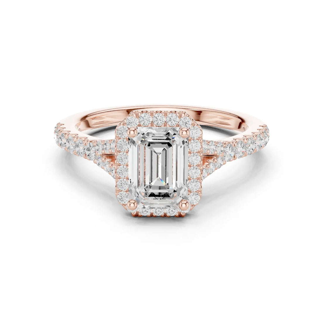 Emerald Cut Diamond Halo Engagement Ring