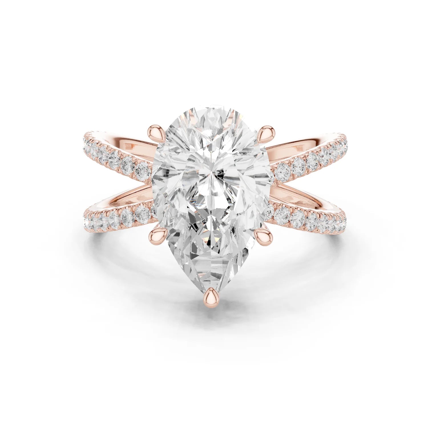 Pear Cut Diamond Split Shank Engagement Ring