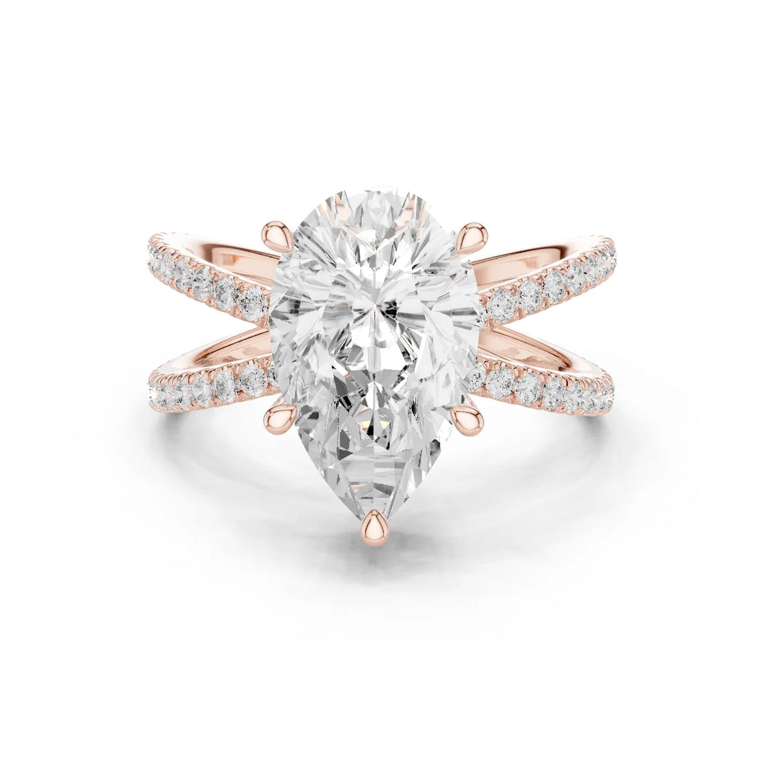 Pear Cut Diamond Split Shank Engagement Ring